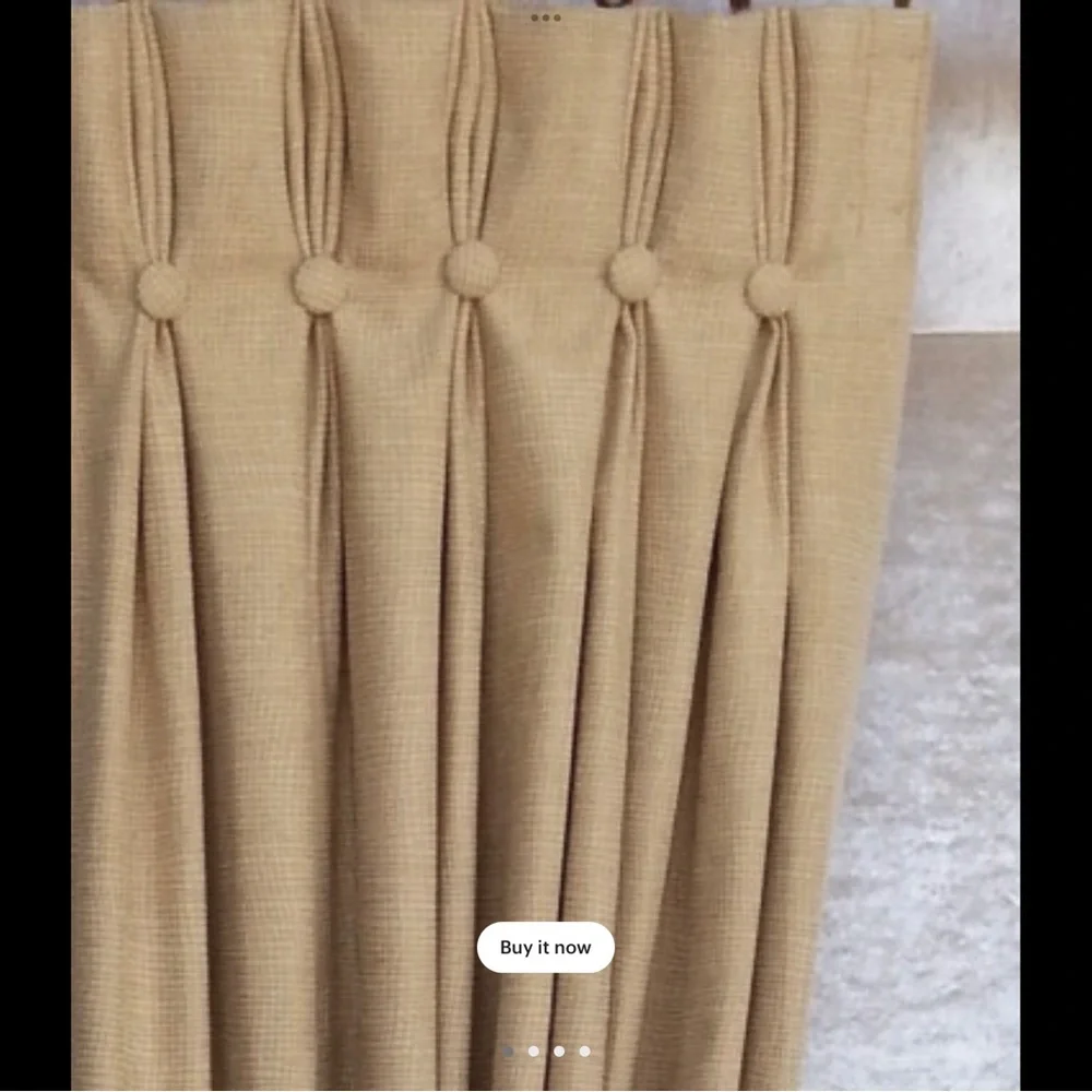 Curtain panel. Pig in the blanket pleats. Yellow. Custom made. New